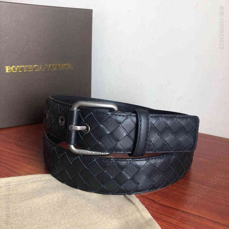 葆蝶家Bottega.Veneta头层牛皮编织工艺完全手工制成的精品皮质3.5cm腰带