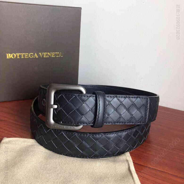 葆蝶家Bottega.Veneta头层牛皮编织工艺完全手工制成的精品皮质3.5cm腰带