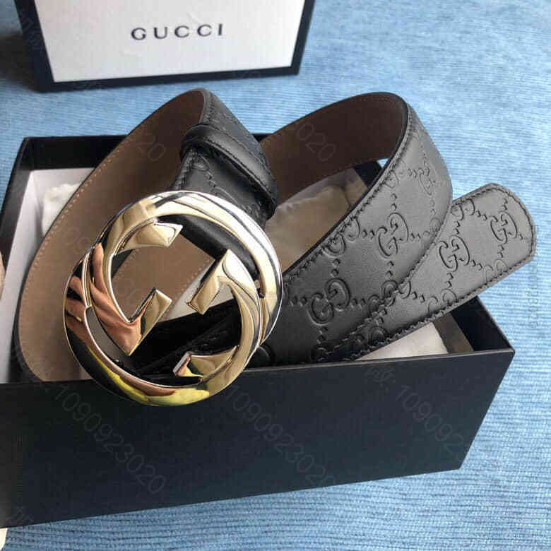 古奇腰带 男士皮带银色双G压花牛皮腰带38mm 男士皮带银色双G压花牛皮腰带38mm 古奇男士腰带 