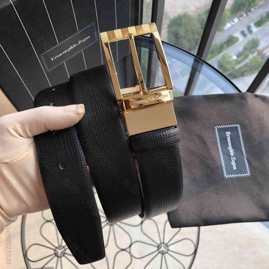 Ermengildo.Zein杰尼亚男士商务休闲旋转针扣进口头层牛皮腰带
