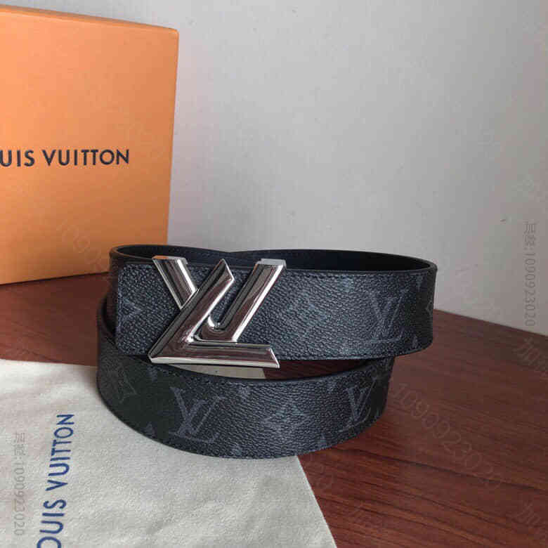 Louis Vuitton路易威登 专柜款金属扣棋盘格/老花男士3.8cm腰...