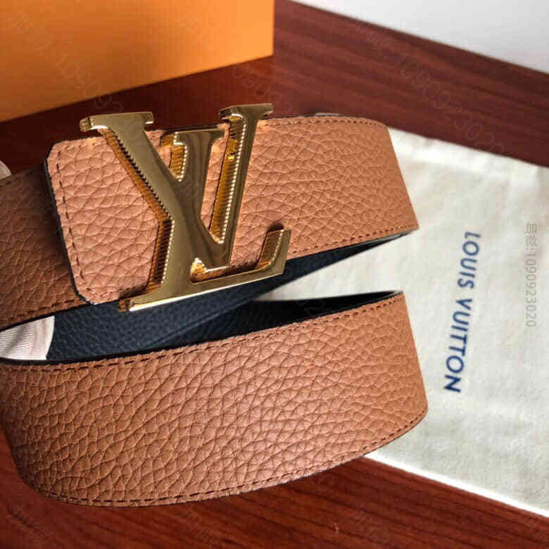 LV Tilt 新款字母条纹斜边金属挂扣双面腰带海军蓝[/啤酒]红 经典黑/土黄40MM 原单LV腰带 M59305 