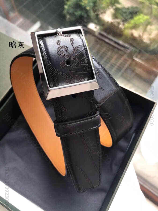 Berluti伯鲁提(又译:伯尔鲁帝)采用35mm精钢针式金属扣男士腰带
