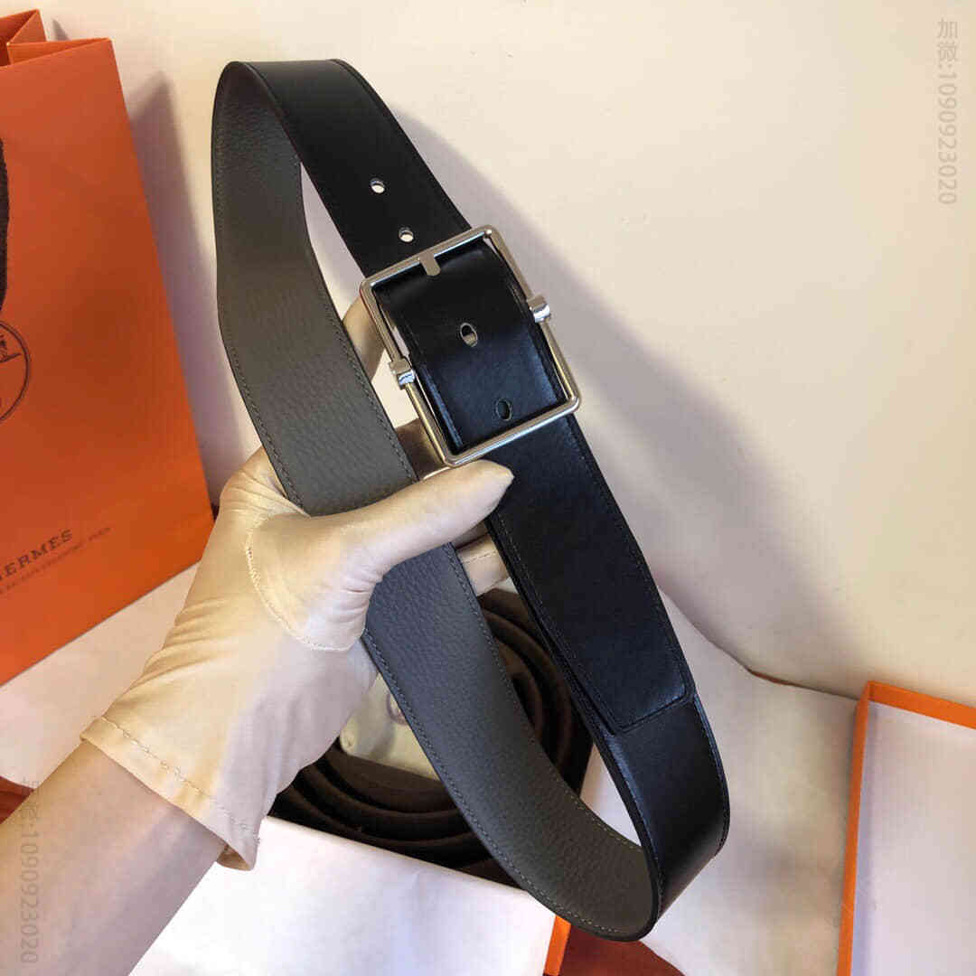 Hermes爱马仕 精品针式金属扣搭配进口牛皮38毫米Saddle双面外用腰带