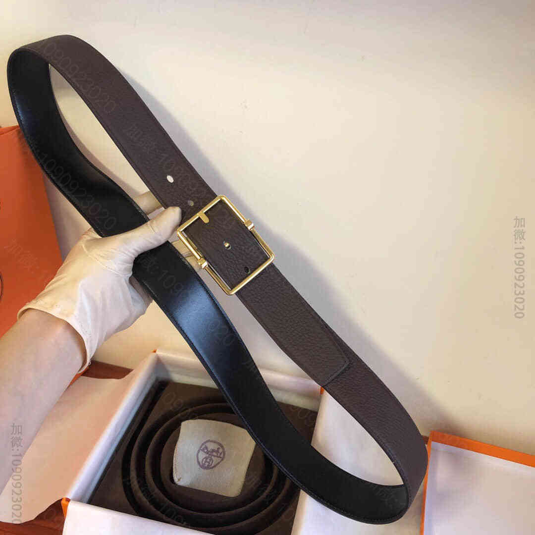 Hermes爱马仕 精品针式金属扣搭配进口牛皮38毫米Saddle双面外用腰...