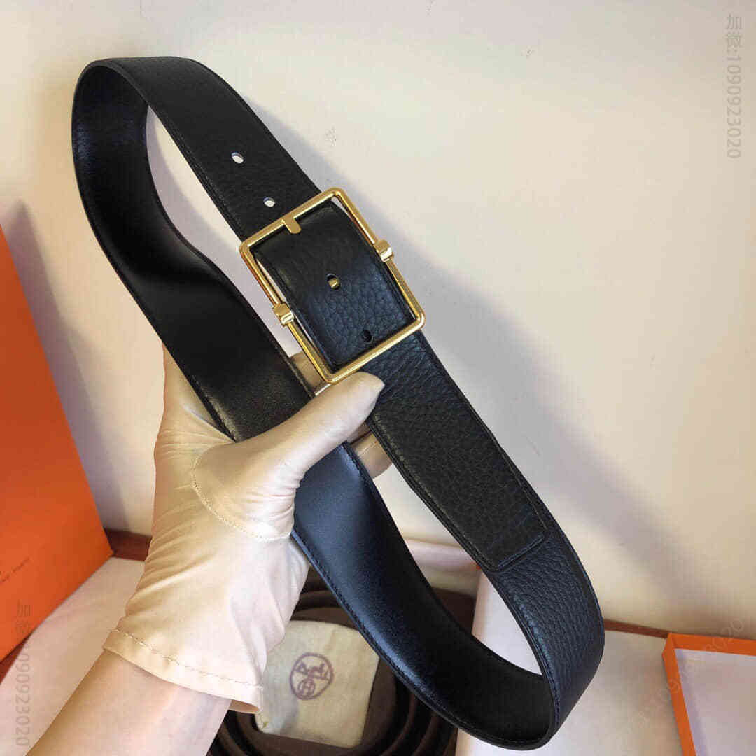 Hermes爱马仕 精品针式金属扣搭配进口牛皮38毫米Saddle双面外用腰带