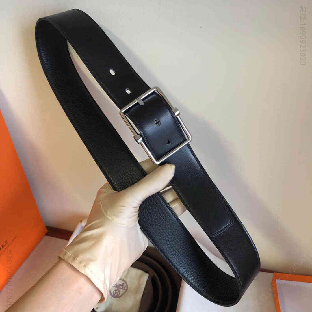 Hermes爱马仕 精品针式金属扣搭配进口牛皮38毫米Saddle双面外用腰带