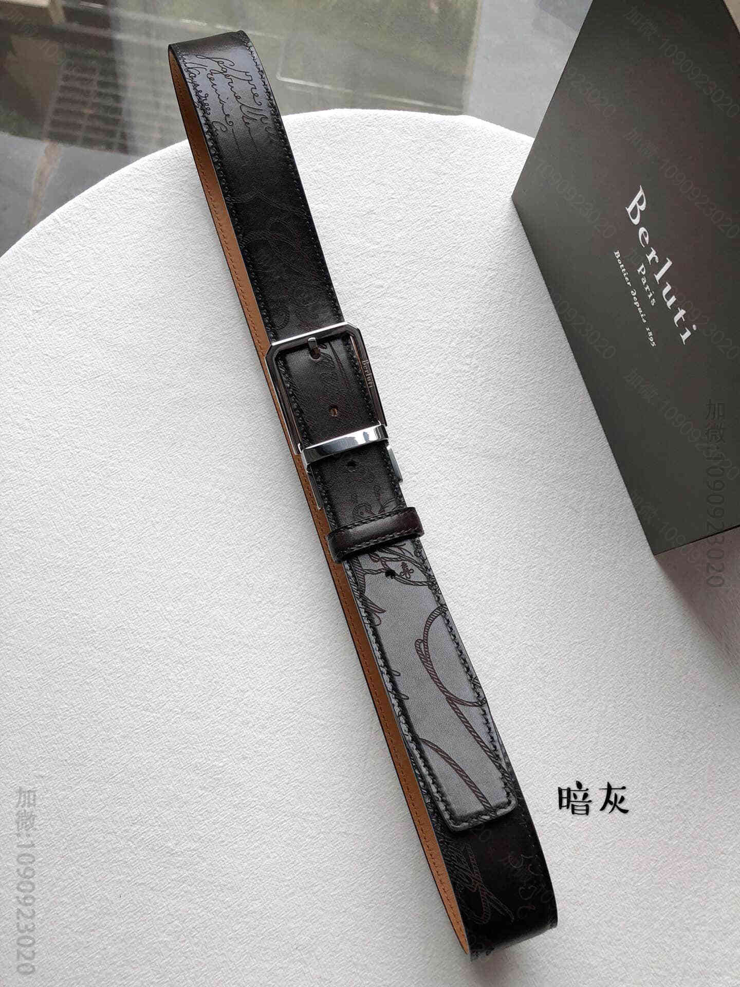 Berluti伯鲁提(又译:伯尔鲁帝)精钢旋转针式金属扣男士35mm腰带