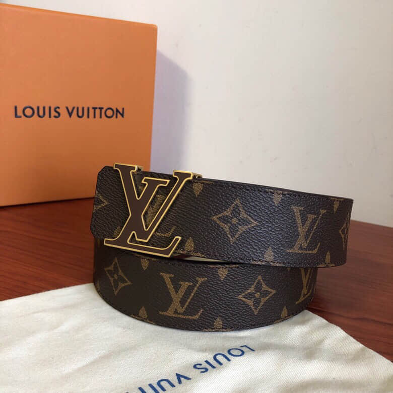 Louis Vuitton路易威登 精钢字母滴胶扣棋盘格/老花腰带男士3.8...