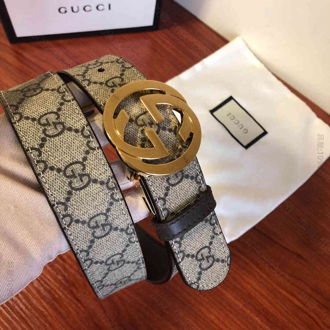 腰带男款双G旋转金属扣，黑棕色牛皮双面可用35mm