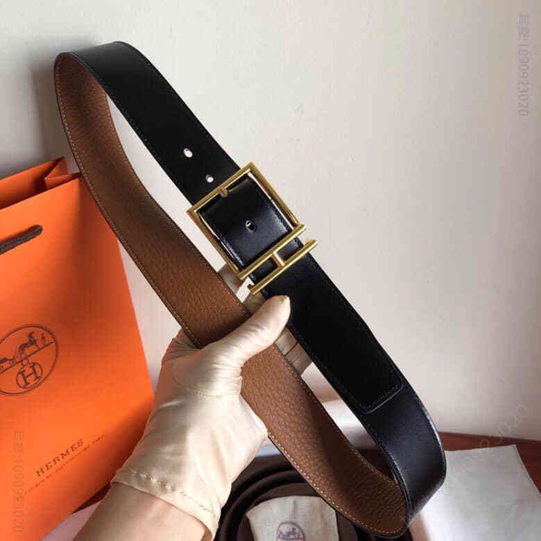 Hermes爱马仕 精品针式金属扣搭配进口牛皮40毫米Nathan双面外用腰带