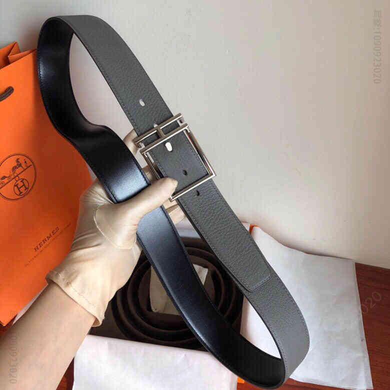Hermes爱马仕 精品针式金属扣搭配进口牛皮40毫米Nathan双面外用腰带