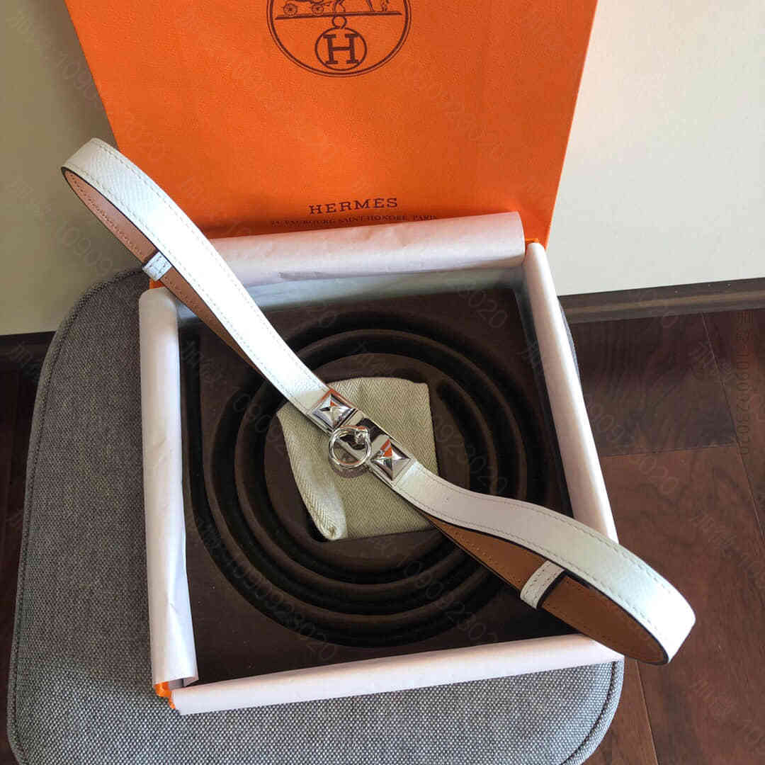 HERMES爱马仕搭配镀钯镀金皮带饰扣Epsom小牛皮可调节腰带