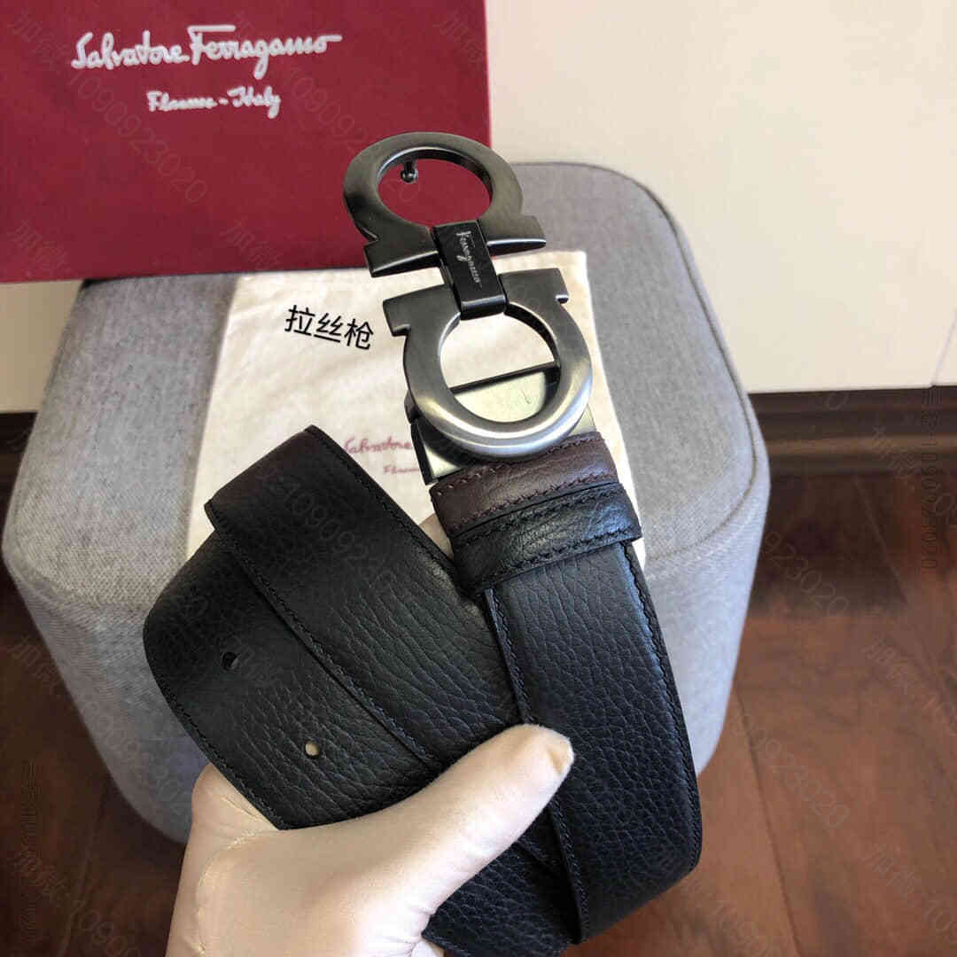 SalvatoreFerragamo菲拉格慕男士3.5cm经典金属夹扣，进口...