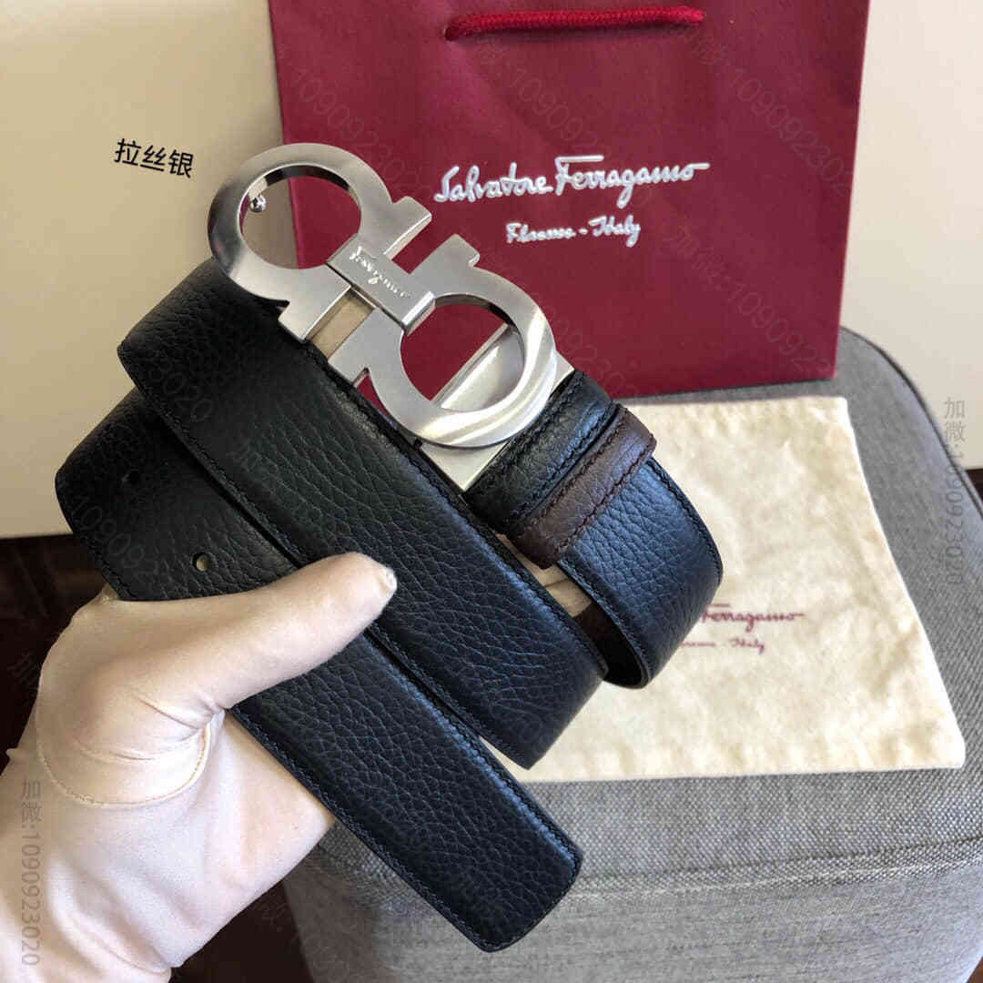 SalvatoreFerragamo菲拉格慕男士3.5cm经典金属夹扣，进口...