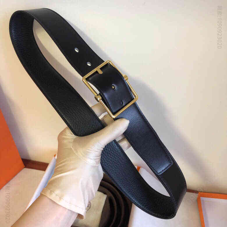 Hermes爱马仕 精品针式金属扣搭配进口牛皮38毫米Saddle双面外用腰带