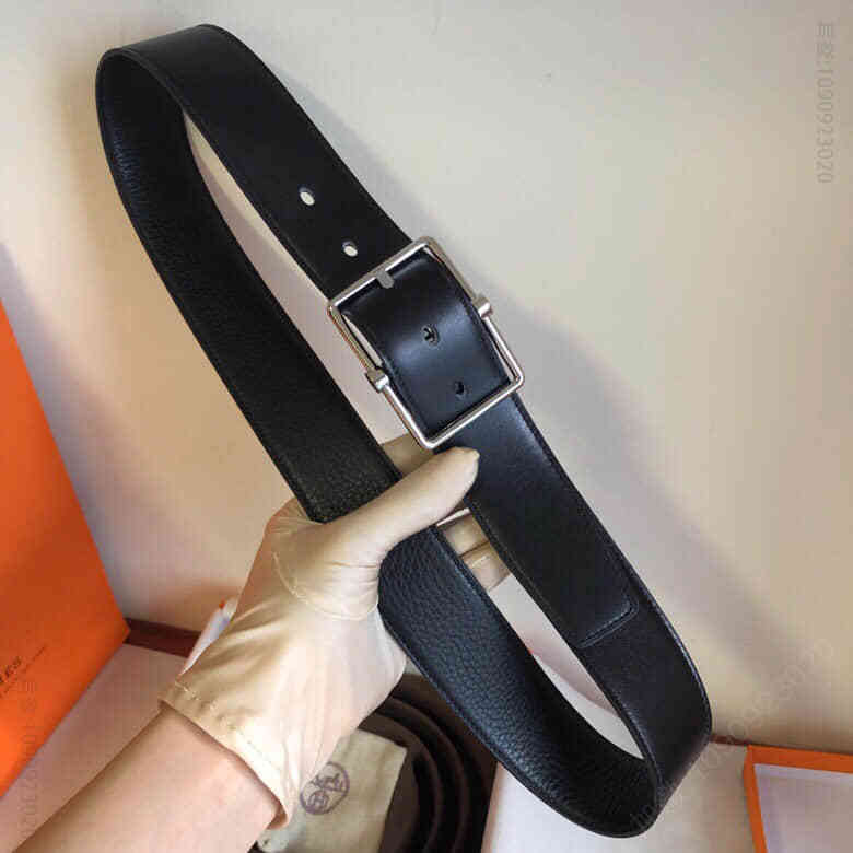 Hermes爱马仕 精品针式金属扣搭配进口牛皮38毫米Saddle双面外用腰带