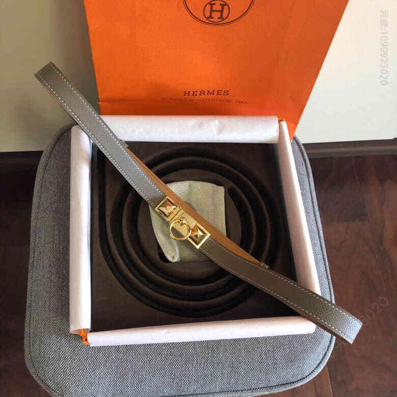 爱马仕 搭配镀钯/镀金皮带饰扣Epsom小牛皮可调节腰带