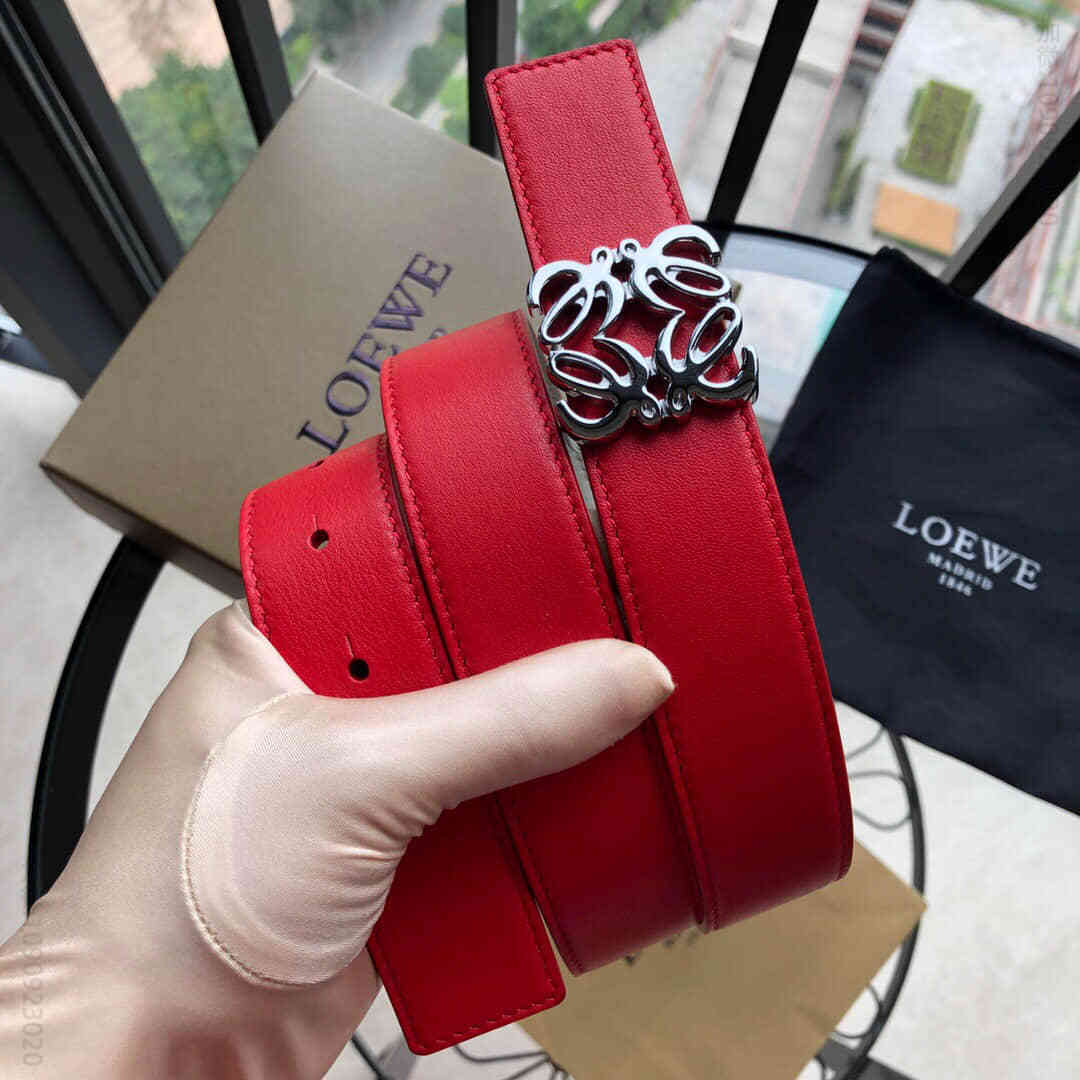 LOEWE罗意威女士3.2cm搭配品牌标识金属挂扣双面外用腰带