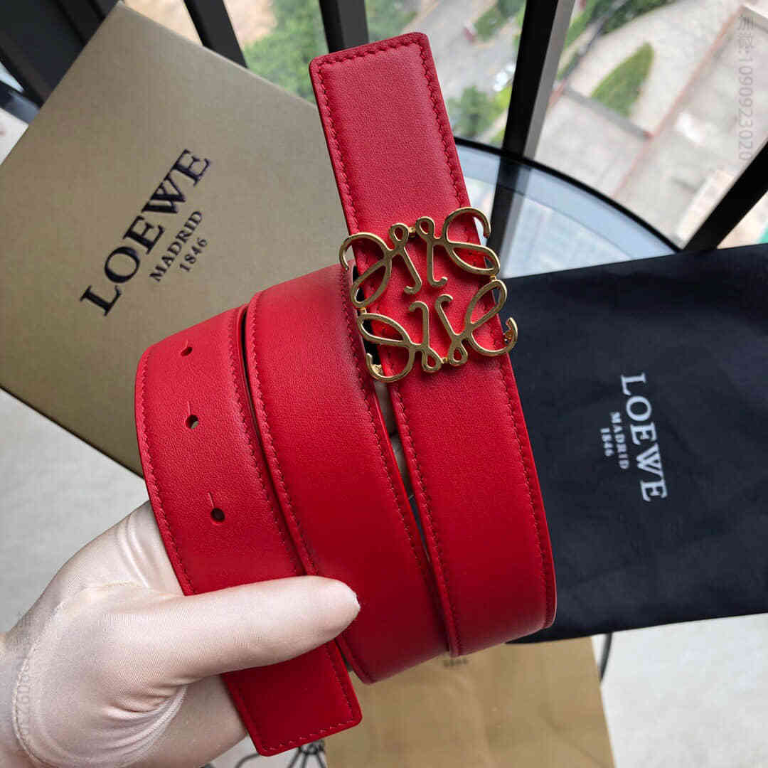 LOEWE罗意威女士3.2cm搭配品牌标识金属挂扣双面外用腰带