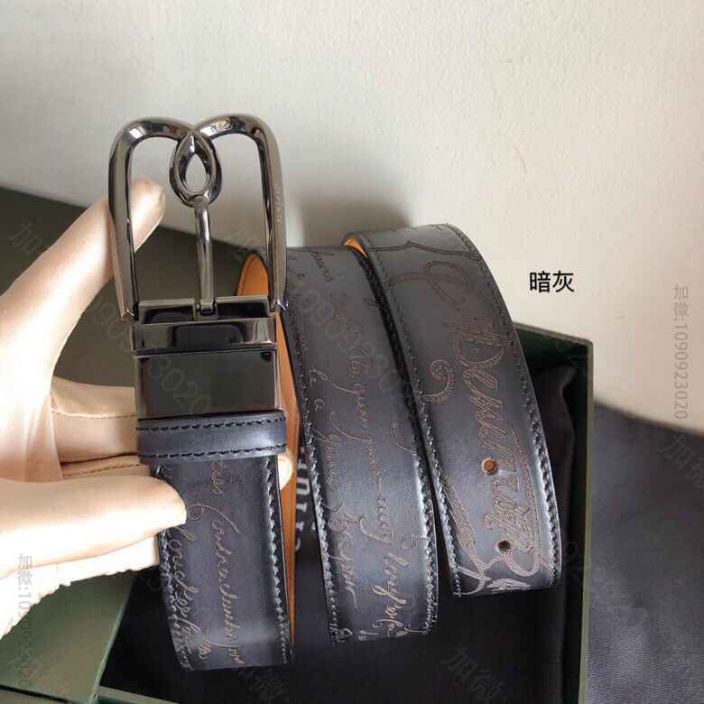 Berluti伯鲁提(又译:伯尔鲁帝)精钢旋转针式金属扣35mm男士腰带