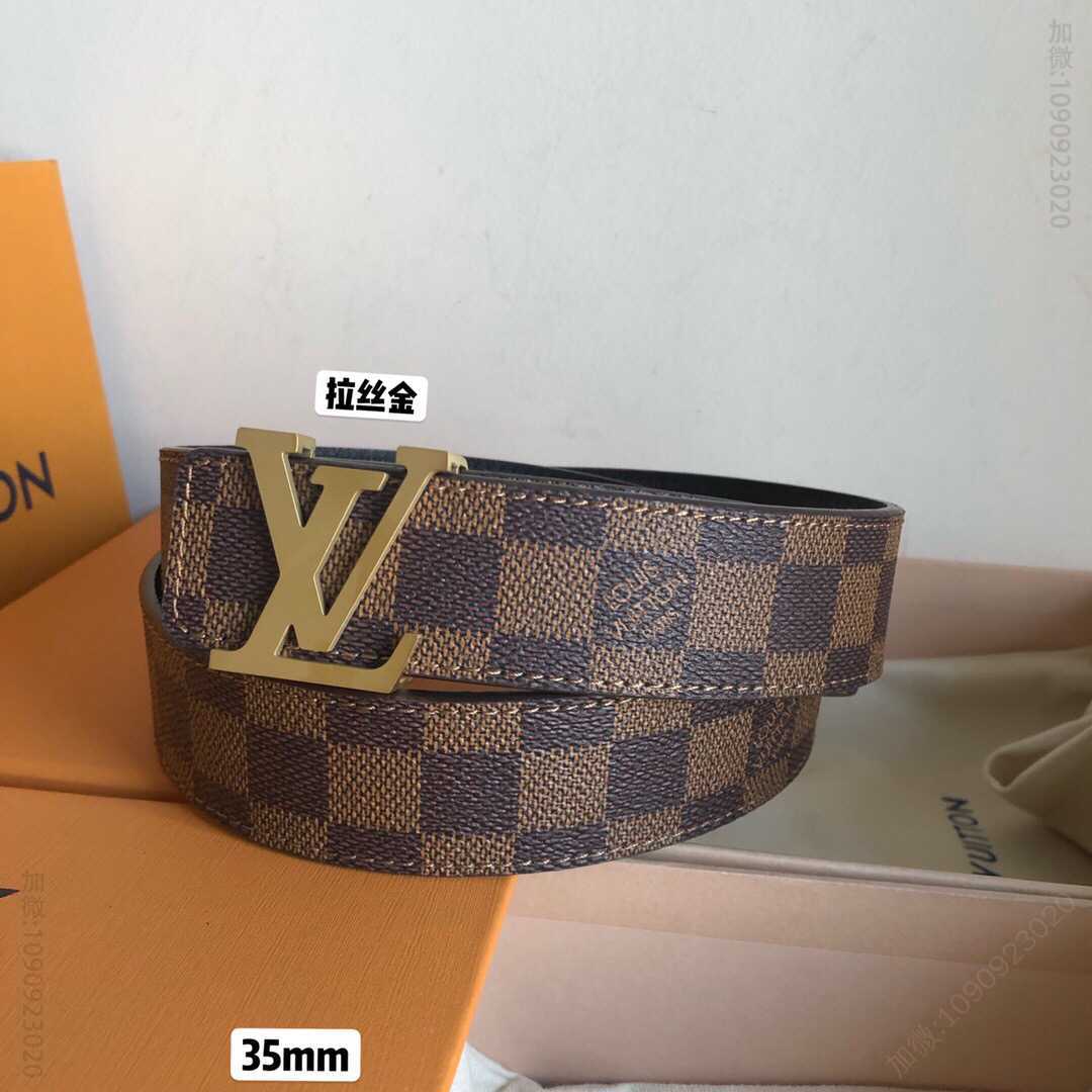 LV/路易威登 标志性的精钢字母带扣经典老花/格子腰带35mm