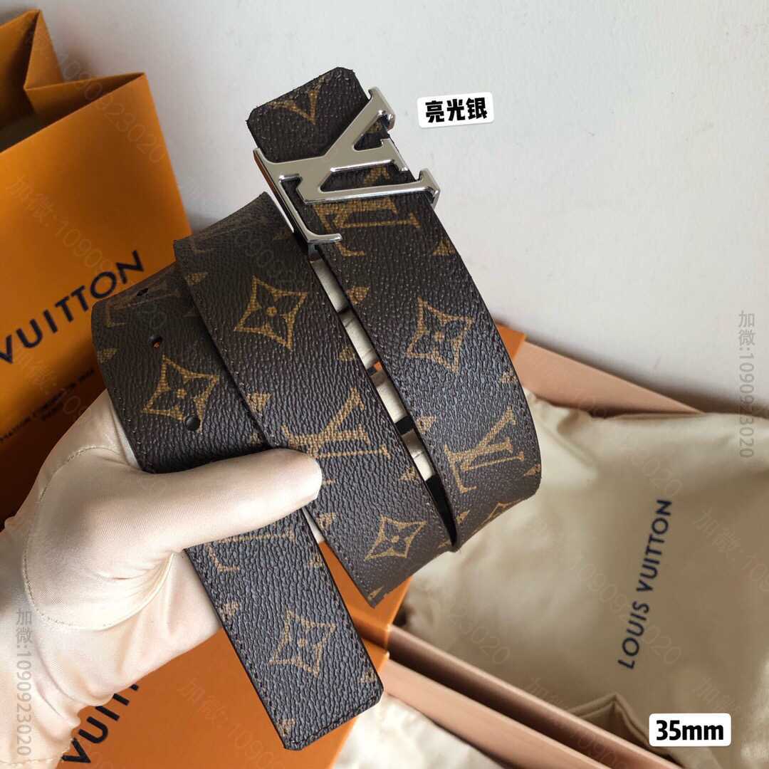 LV/路易威登 标志性的精钢字母带扣经典老花/格子腰带35mm