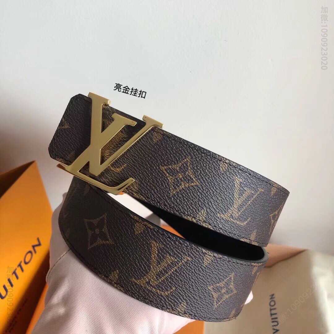 LV/路易威登 Monogram双面搭配银色/金色/枪色润饰Lv Initiales 40mm腰带