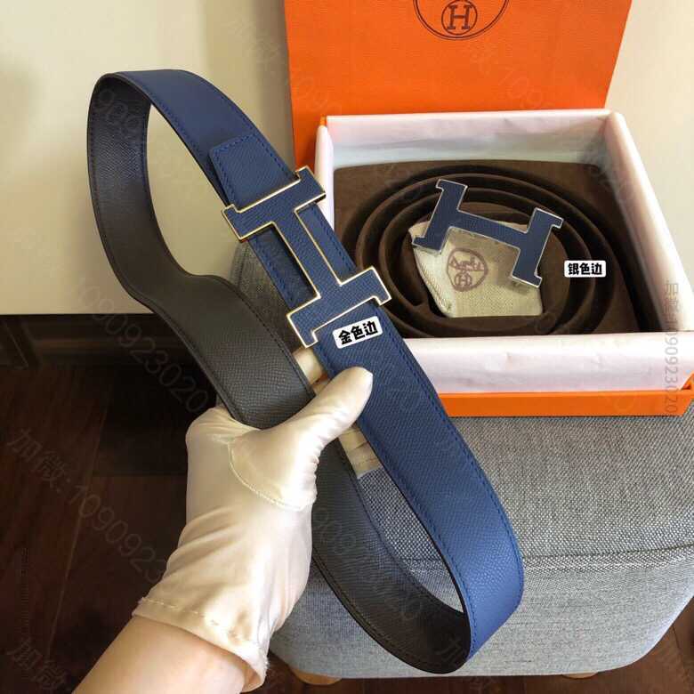 38毫米双面皮腰带搭配精钢四角贴皮面金属挂扣