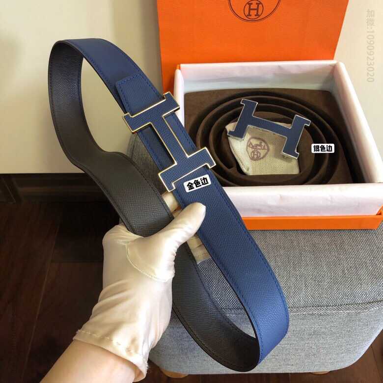 38毫米双面皮腰带搭配精钢四角贴皮面金属挂扣