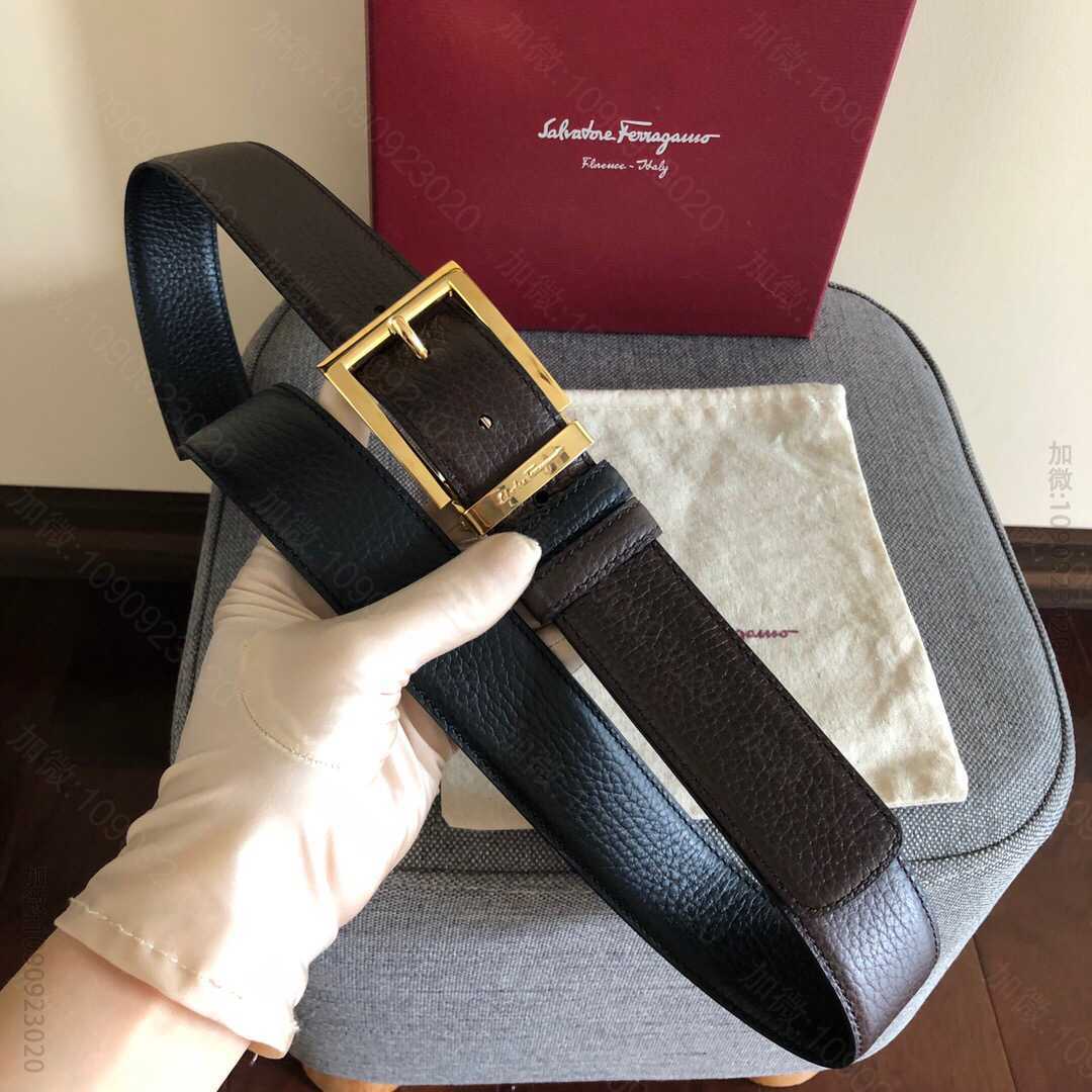SalvatoreFerragamo菲拉格慕男士3.5cm精致针式扣，头层牛...