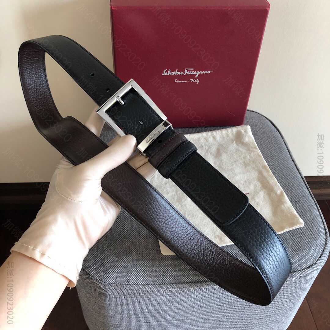 SalvatoreFerragamo菲拉格慕男士3.5cm精致针式扣，头层牛...