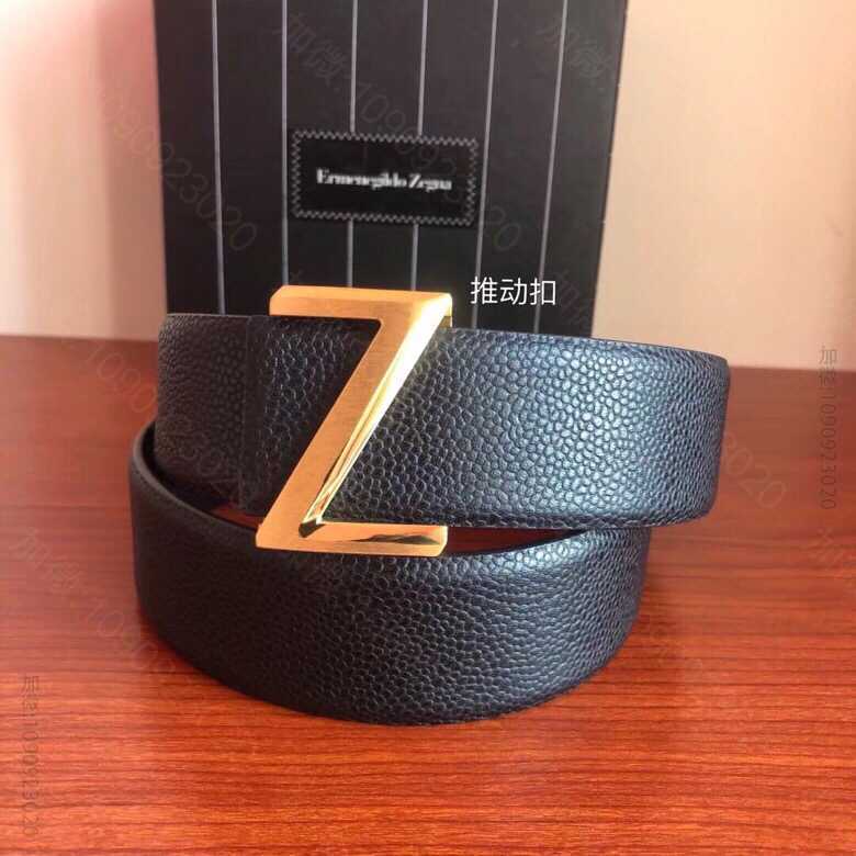 ErmenegildoZegna杰尼亚进口牛皮珍珠纹精钢Z推动五金男士3.8...