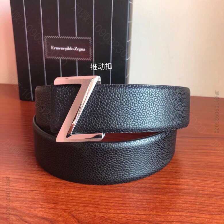 ErmenegildoZegna杰尼亚进口牛皮珍珠纹精钢Z推动五金男士3.8...