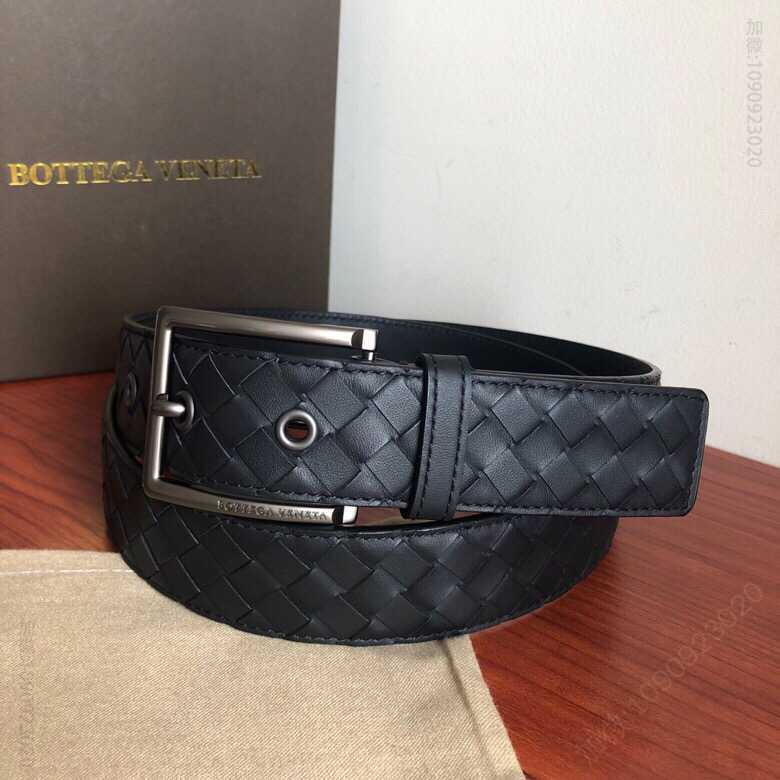葆蝶家Bottega.Veneta头层牛皮编织工艺完全手工制成的男士3.5cm腰带