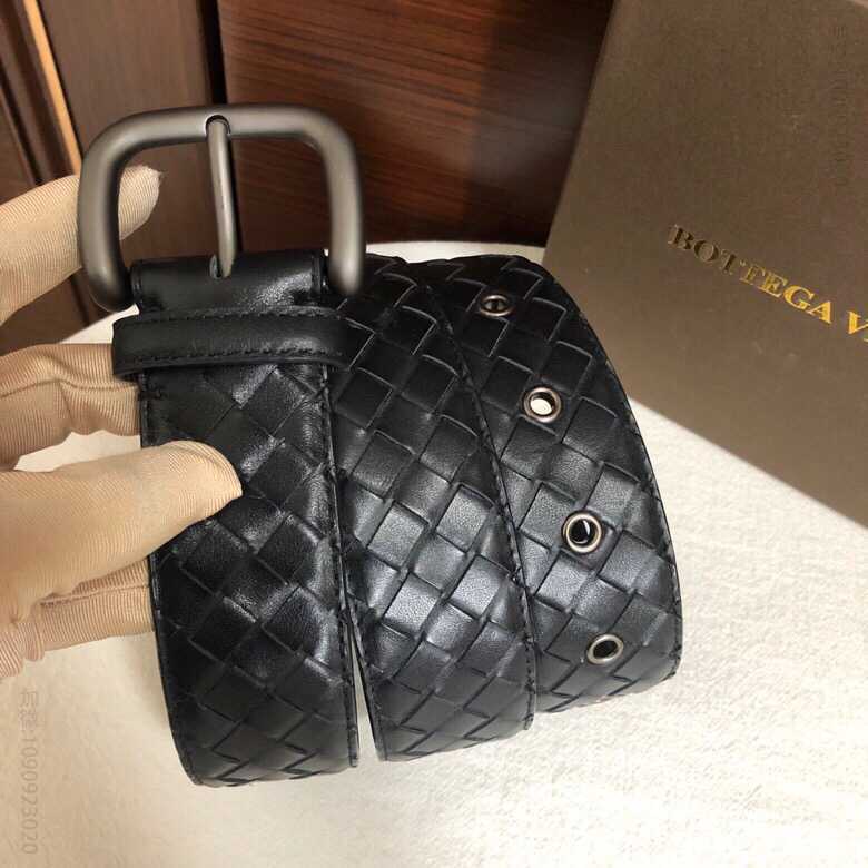 葆蝶家Bottega.Veneta头层牛皮编织工艺完全手工制成的男士3.5cm腰带