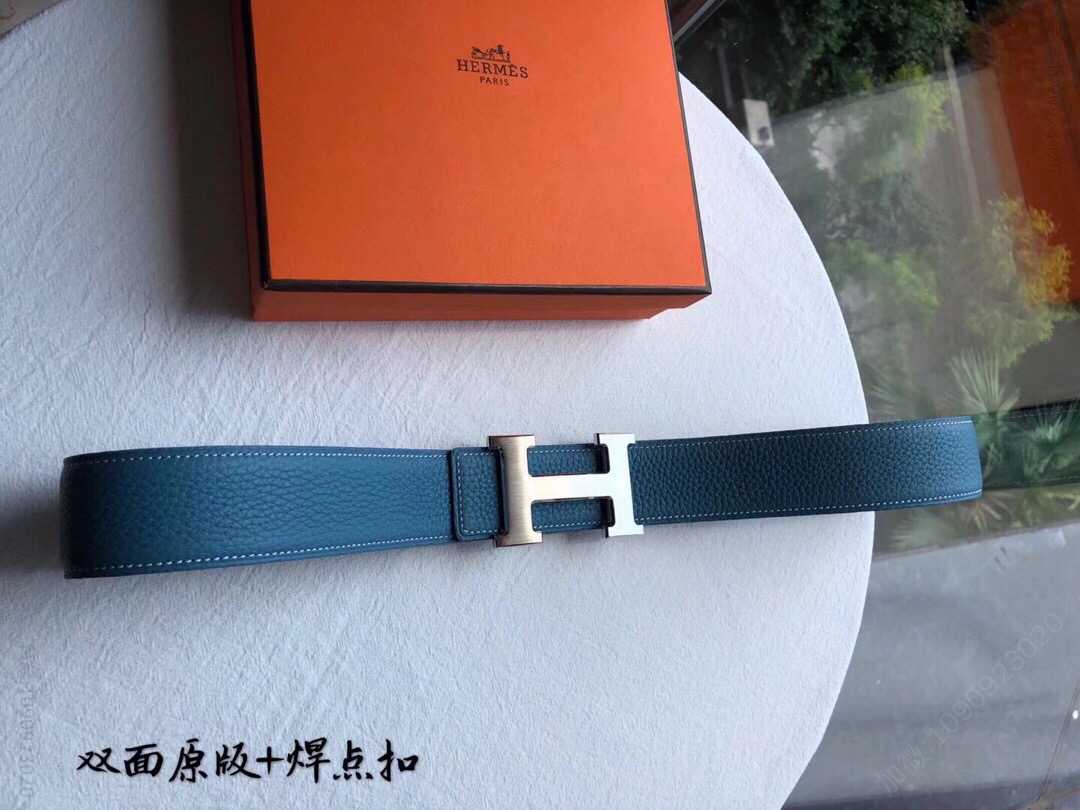 Hermes爱马仕 经典精钢焊点扣搭配双面原版荔枝纹理3.8cm腰带