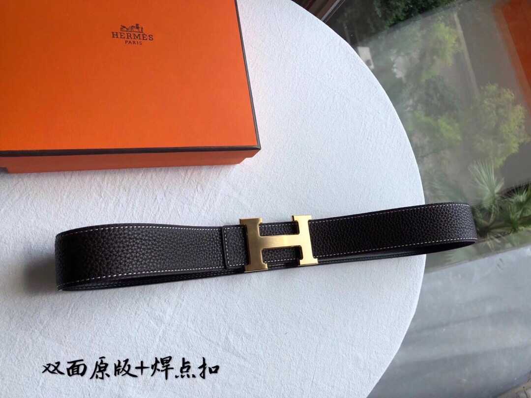 Hermes爱马仕 经典精钢焊点扣搭配双面原版荔枝纹理3.8cm腰带