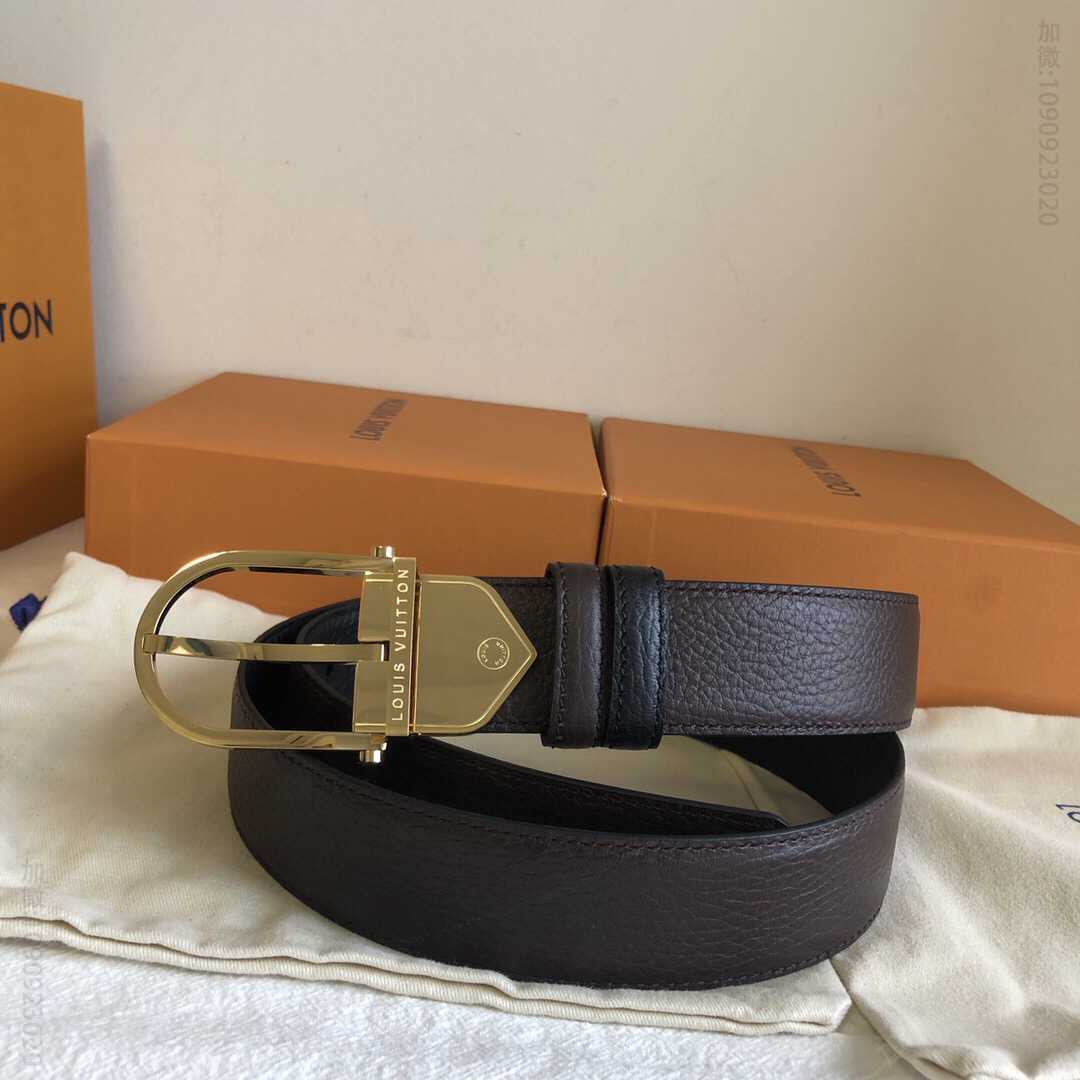 LV/路易威登精钢针扣搭配头层牛皮双面荔枝均可调式外用腰带35MM