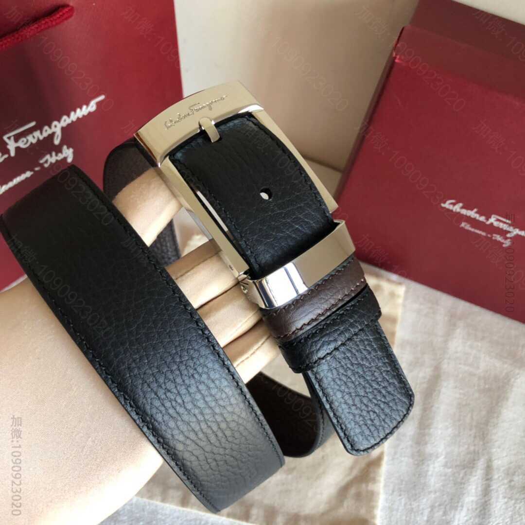 SalvatoreFerragamo菲拉格慕男士3.5cm精致针式扣，头层牛...