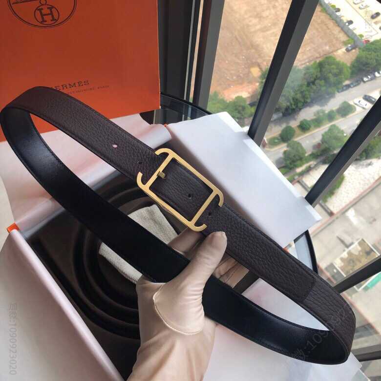 Hermes爱马仕 精品拉丝面金属扣搭配进口牛皮32毫米Society双面外用腰带
