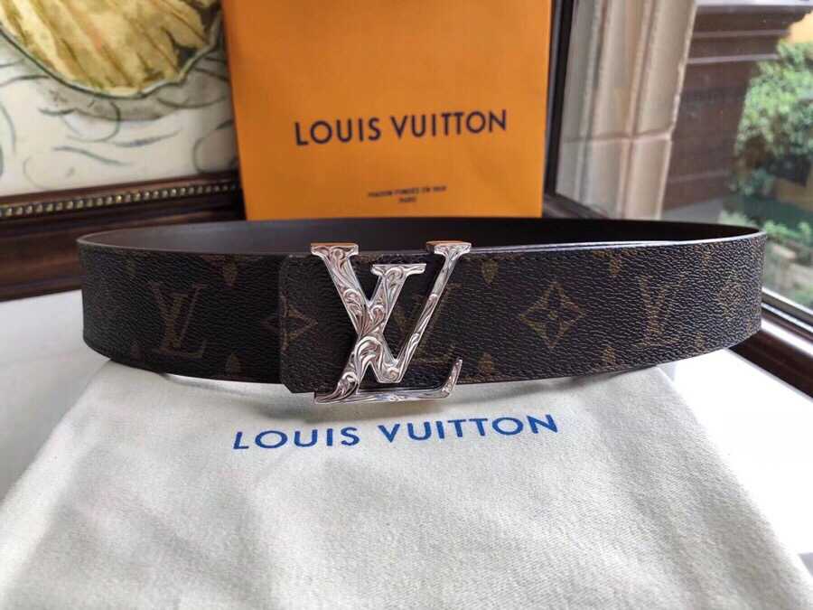 精品LV男士腰带 Louis Vuitton路易威登 棋盘格/老花古银字母扣男士3.8cm腰带 M65105 