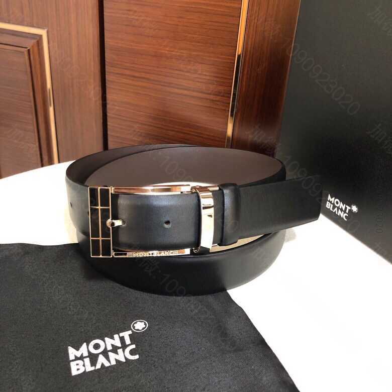 Montblanc万宝龙(德国)精致滴胶针式金属扣男士腰带宽度:3.5cm