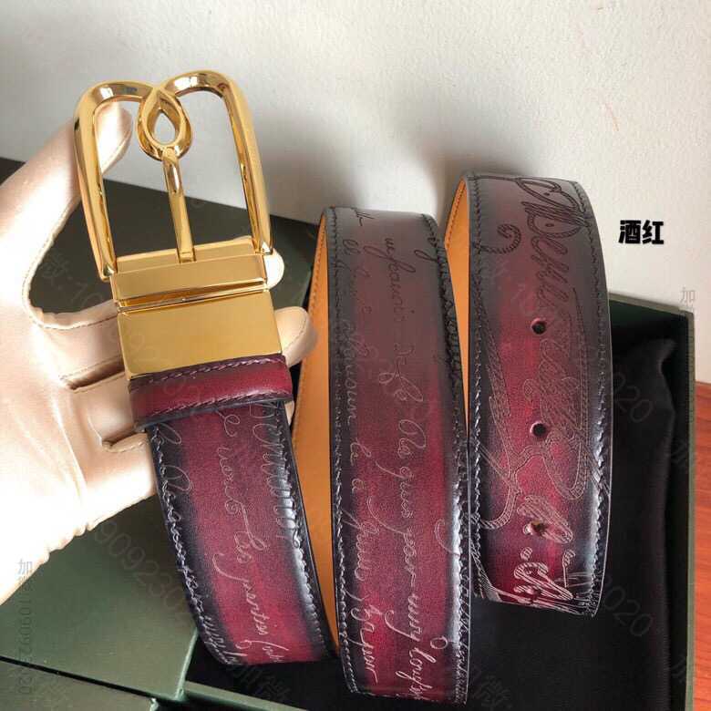 Berluti伯鲁提(又译:伯尔鲁帝)精钢旋转针式金属扣男士35mm腰带