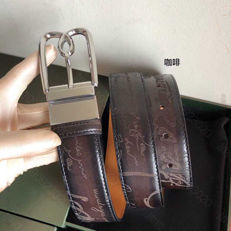 Berluti伯鲁提(又译:伯尔鲁帝)精钢旋转针式金属扣男士35mm腰带