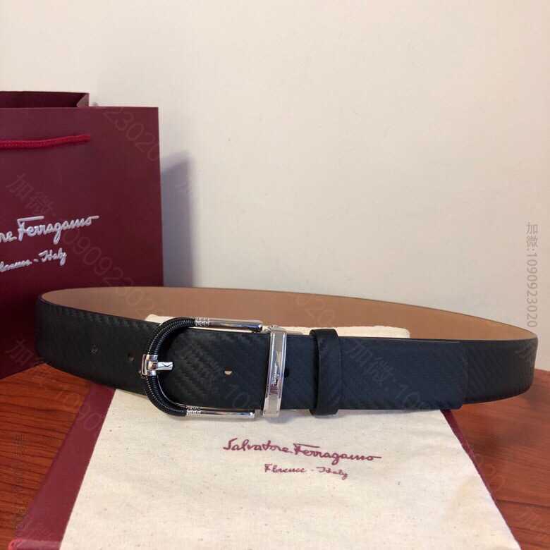 SalvatoreFerragamo菲拉格慕男士3.5cm精致针扣，头层牛皮...