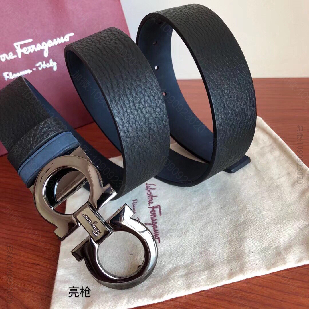 SalvatoreFerragamo菲拉格慕男士3.5cm精致金属夹扣腰带