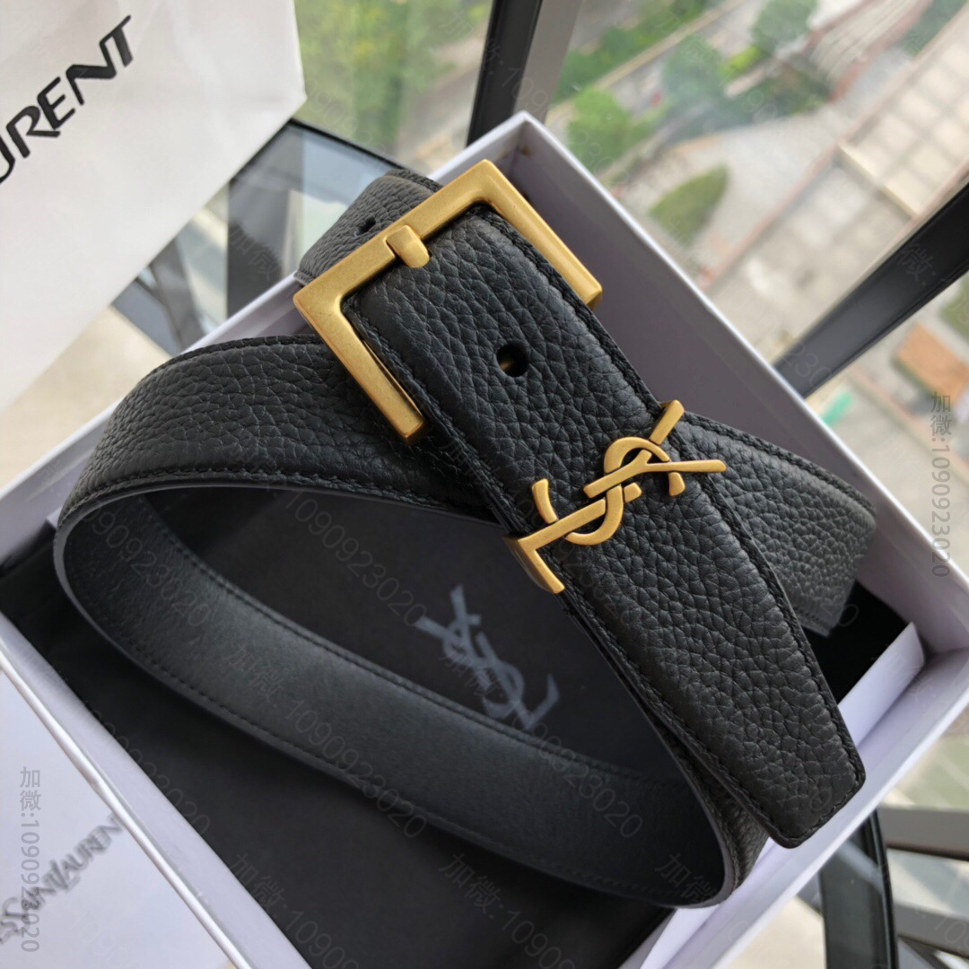 伊夫圣罗兰YSL 复古精工雕花金属扣3.0cm女款腰带