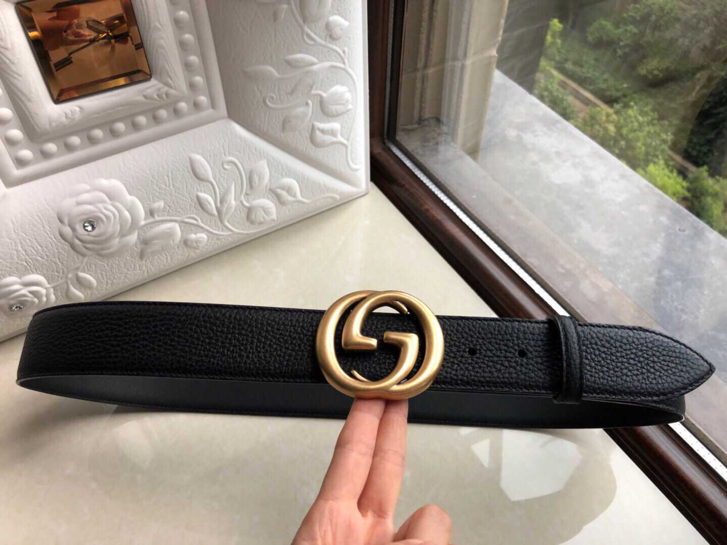 G家logo复古设计腰带原版荔枝纹理4.0cm腰带