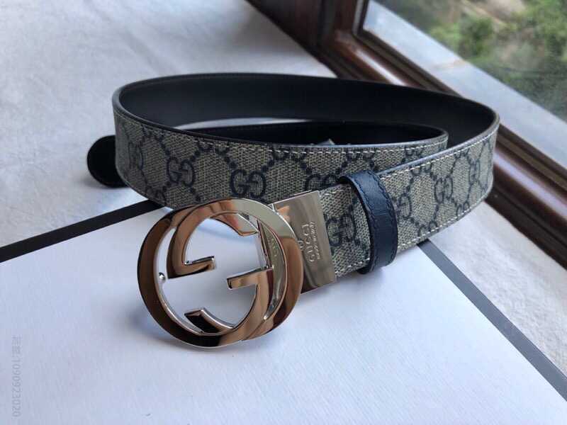 专柜款双G旋转五金PVC腰带3.5cm